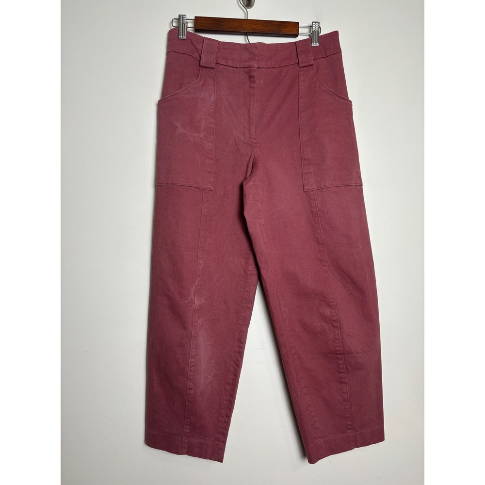 Express Womens Barrel Leg High Rise Ankle Pants 10 Utility Earthy Minimalist